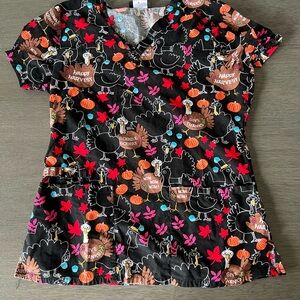 Thanksgiving Women's Scrub Top